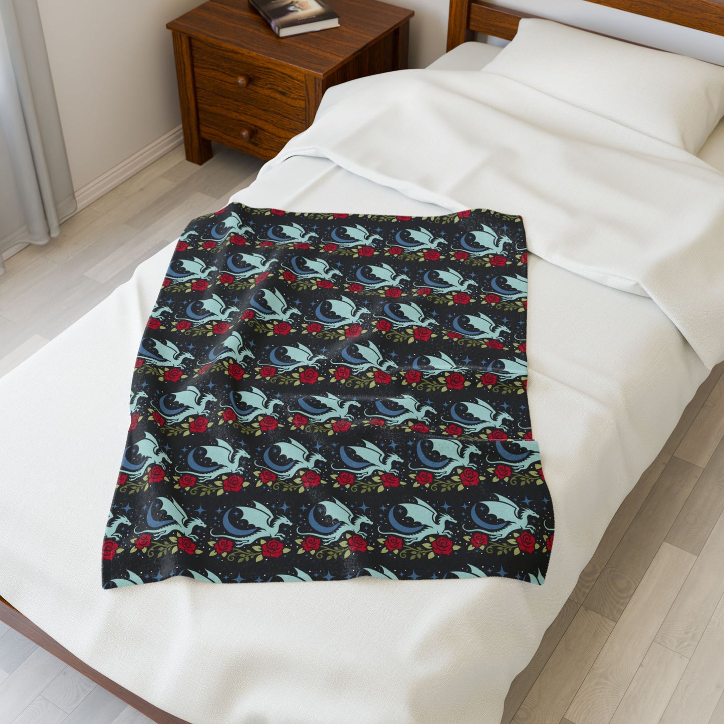 Floral Dragon Velveteen Plush Blanket