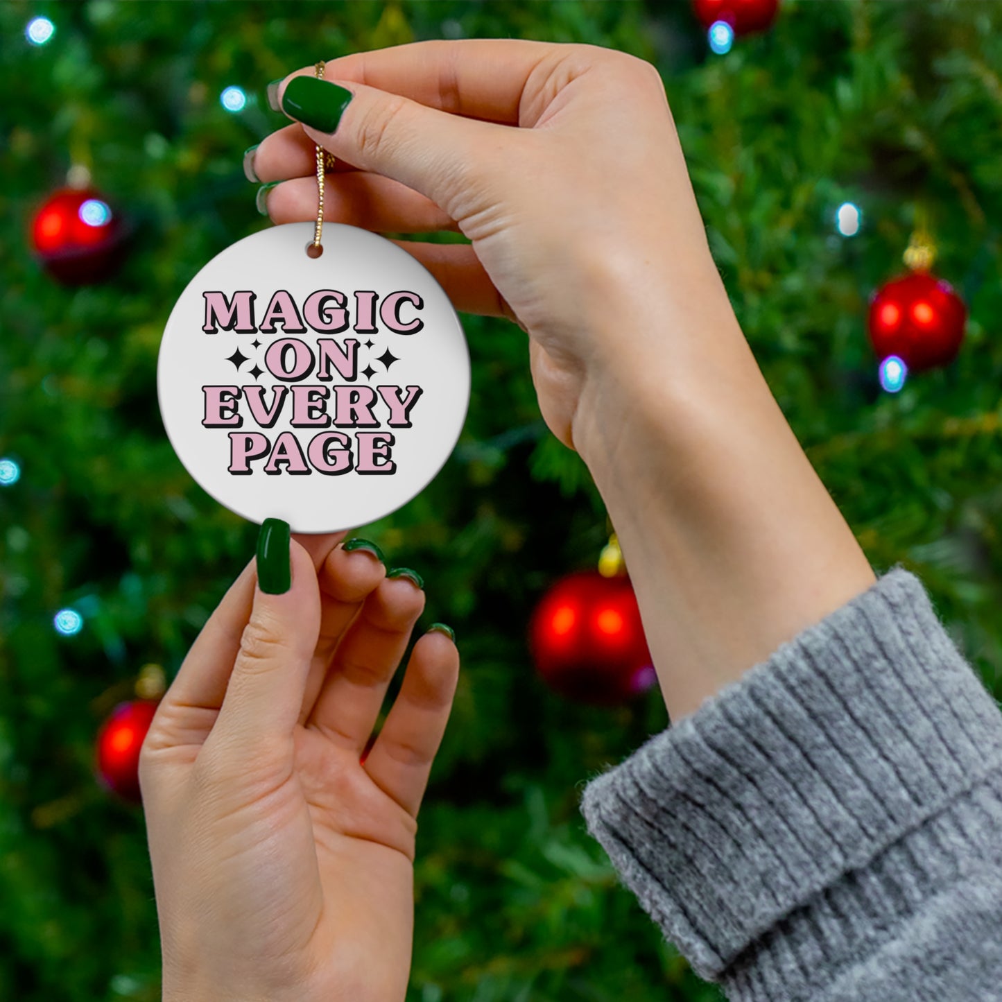Magic on Every Page Ceramic Ornament