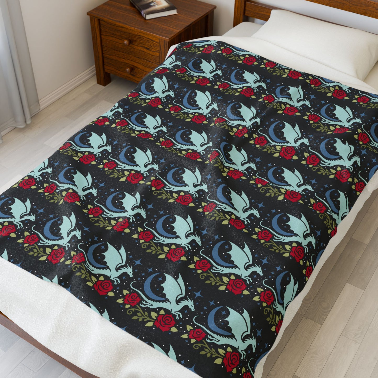 Floral Dragon Velveteen Plush Blanket