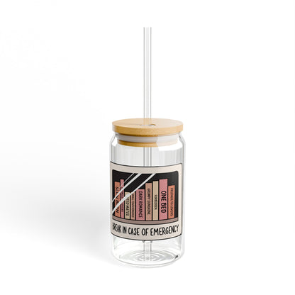 Emergency Book Trope Sipper Glass, 16oz