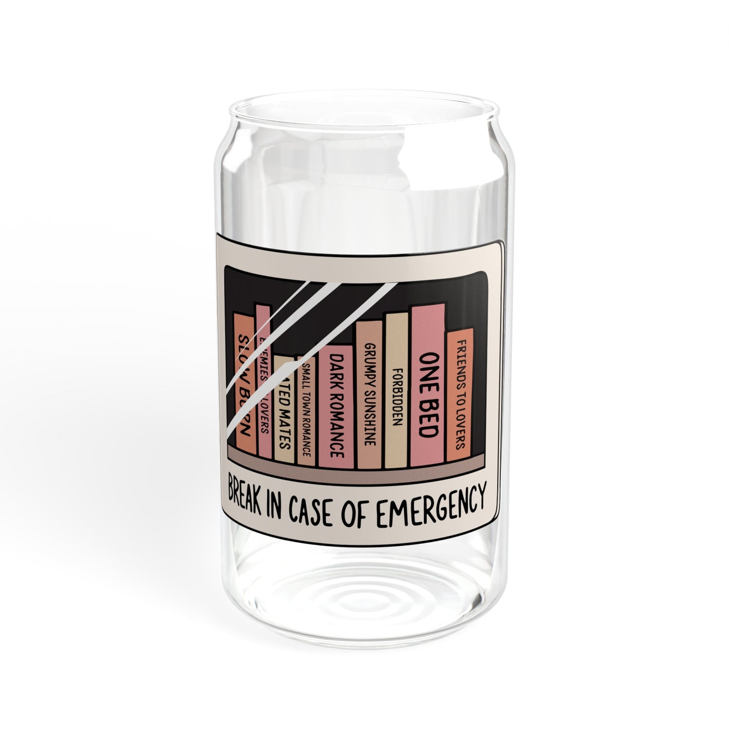 Emergency Book Trope Sipper Glass, 16oz