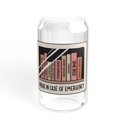Emergency Book Trope Sipper Glass, 16oz
