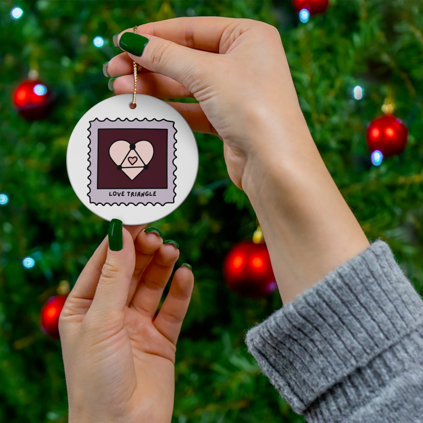 Love Triangle Book Trope Ceramic Ornament